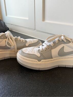 Air Jordan Low-Top Sneakers in White and Light Gray